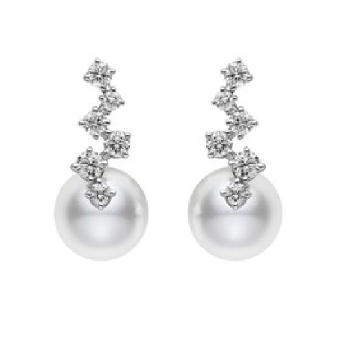 MIKIMOTO MIKIMOTO DIAMOND AND AKOYA PEARL EARRINGS