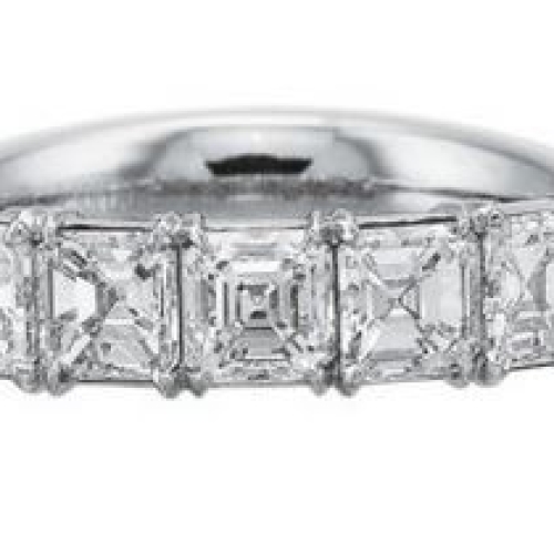 PRECISION SET SILK FIT ASSCHER CUT DIAMOND WEDDING BAND