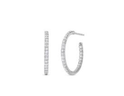 ROBERTO COIN PERFECT HOOP DIAMOND EARRINGS-21 MM