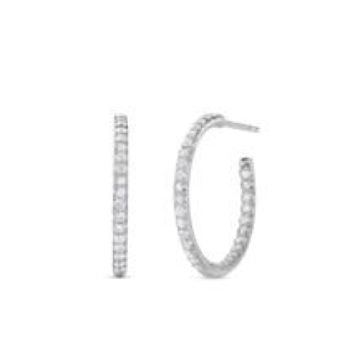 ROBERTO COIN PERFECT HOOP DIAMOND EARRINGS-21 MM