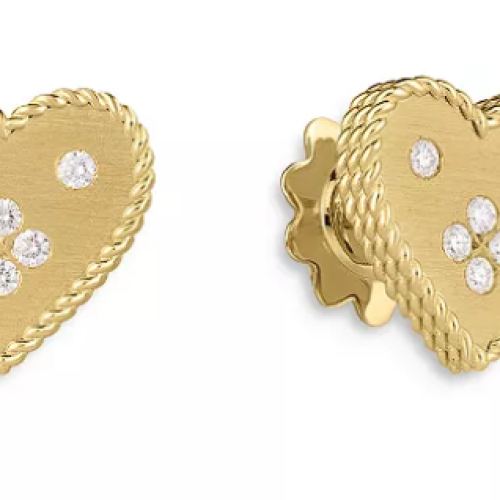 ROBERTO COIN VENETIAN PRINCESS SMALL DIAMOND HEART EARRRINGS