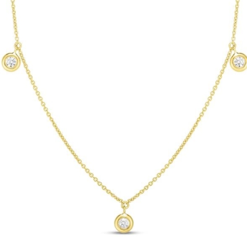 ROBERTO COIN 3 DANGLE STATION  DIAMOND NECKLACE