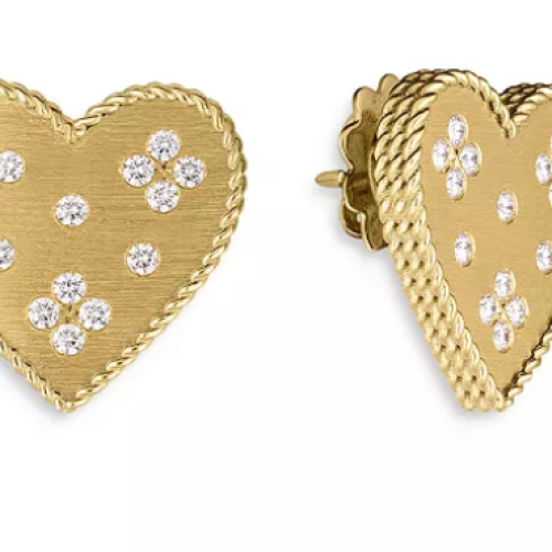 ROBERTO COIN VENETIAN PRINCESS LARGE DIAMOND HEART EARRINGS