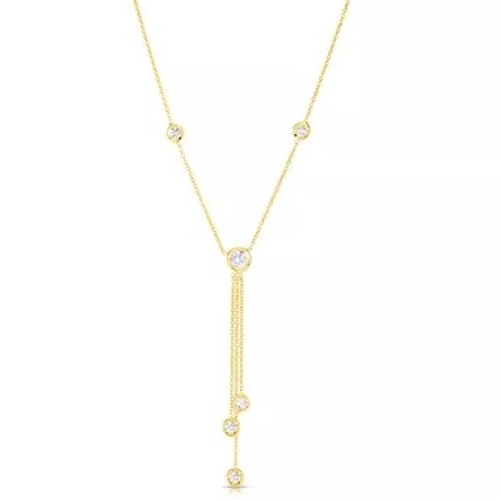 ROBERTO COIN DIAMOND BY INCH TRIPLE DROP NECKLACE