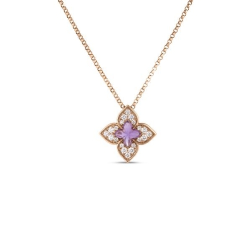 ROBERTO COIN VENETIAN PRINCESS DIAMOND AND AMETHYST PENDANT