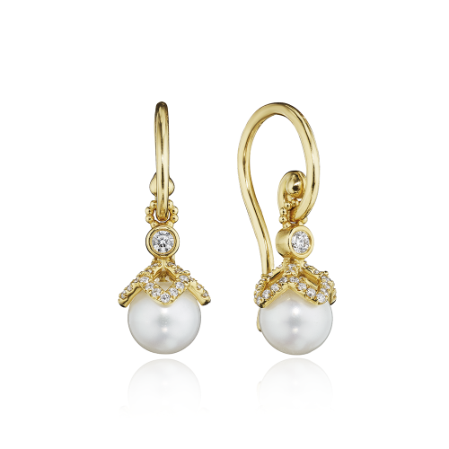 VERRAGIO FASHION REVERIE PETAL DIAMOND AND PEARL DANGLE EARRINGS