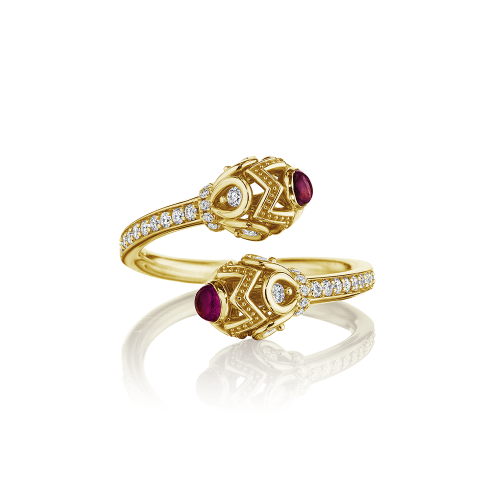 VERRAGIO FASHION DEVOTION BEAD DIAMOND AND RHODOLITE GARNET  TOI ET MOI RING