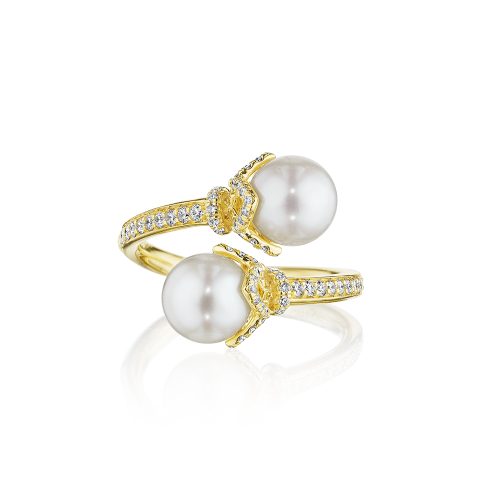 VERRAGIO FASHION REVERIE TOI ET MOI DIAMOND AND PEARL RING