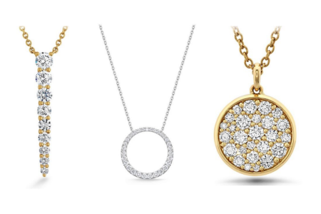 A close-up of three stunning Memoire necklaces, available at Adlers Jewelers.